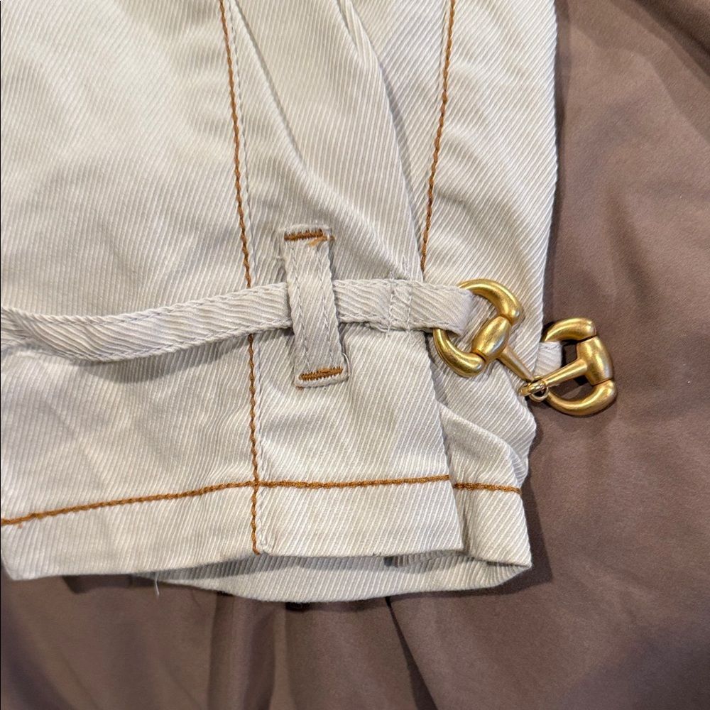 Cache Cream Pants With Brown Stitching Size 6 - image 3